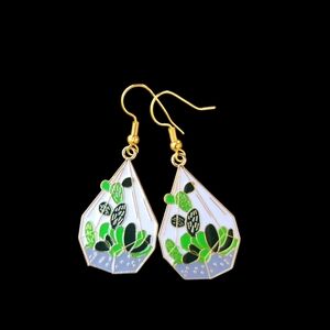 Succulent Terrarium Earrings Fish Hook Hypoallergenic